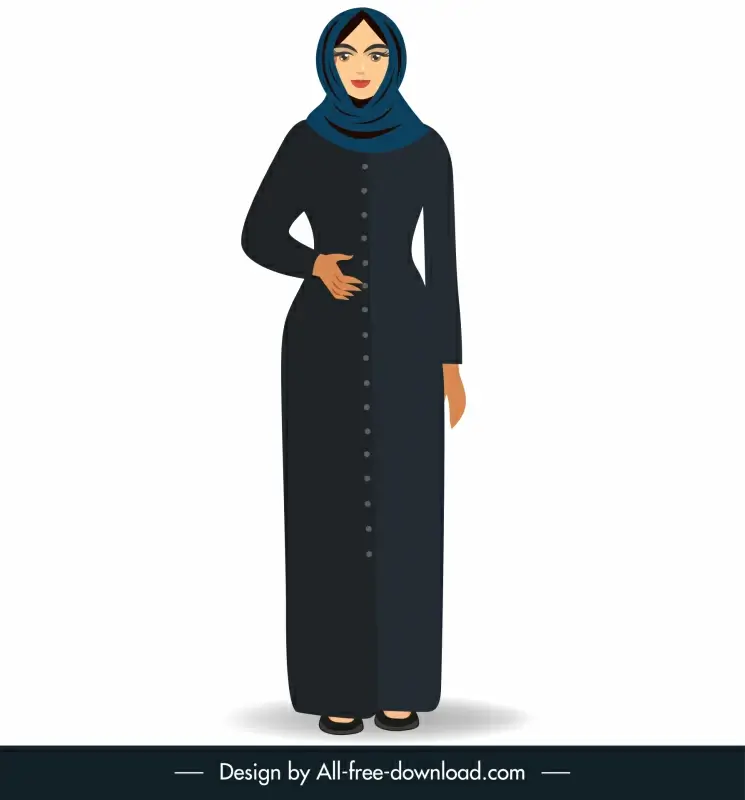 islamic lady icon cartoon character outline 