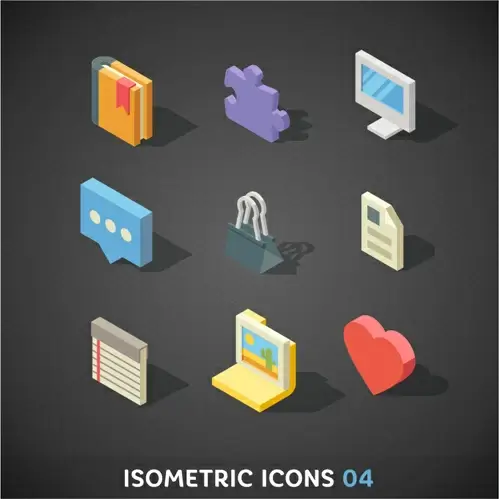 isometric icons flat vector design