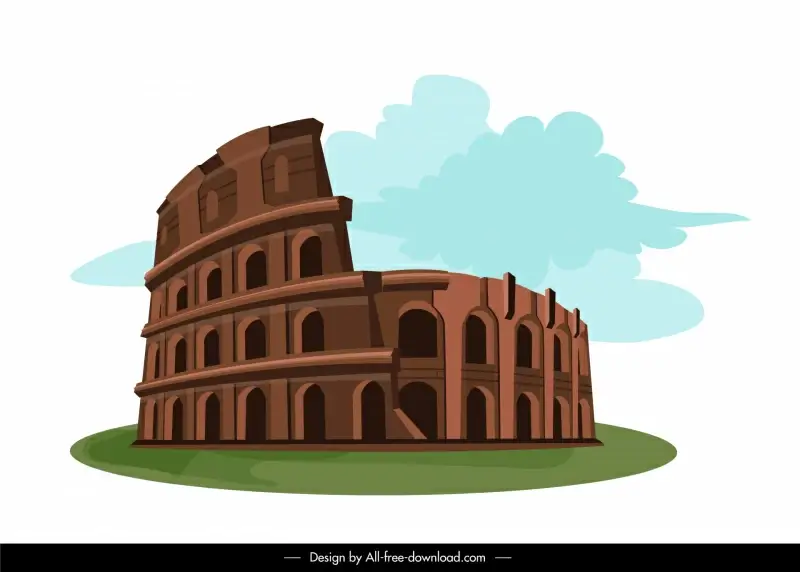 italian colosseum icon classical contrast sketch