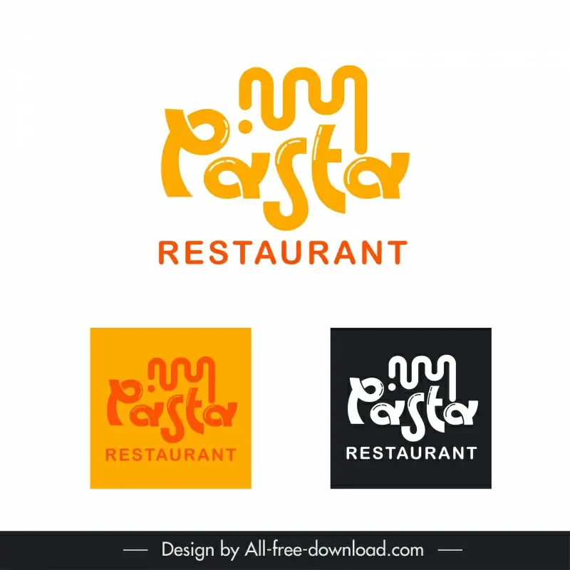 italian pasta restaurant logo dynamic stylized texts