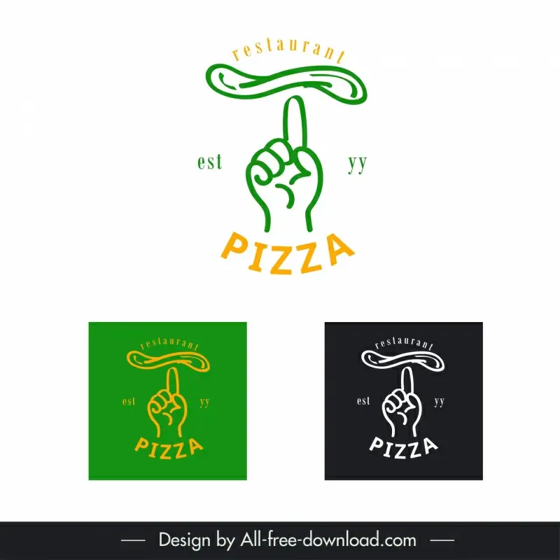 italian pizza restaurant logo flat classic dynamic hand 