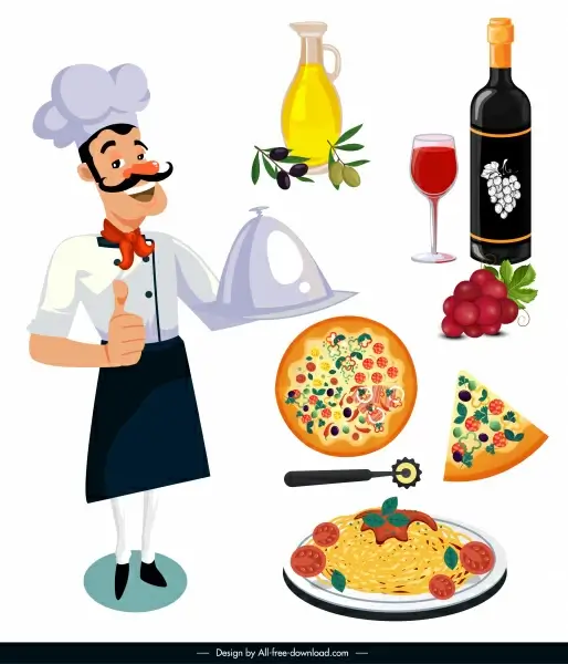 italy design elements chef food icons sketch