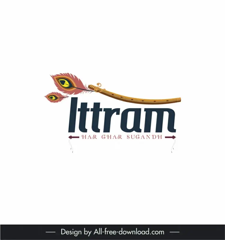 ittram logo template flat elegant oriental texts arrow feather flute decor