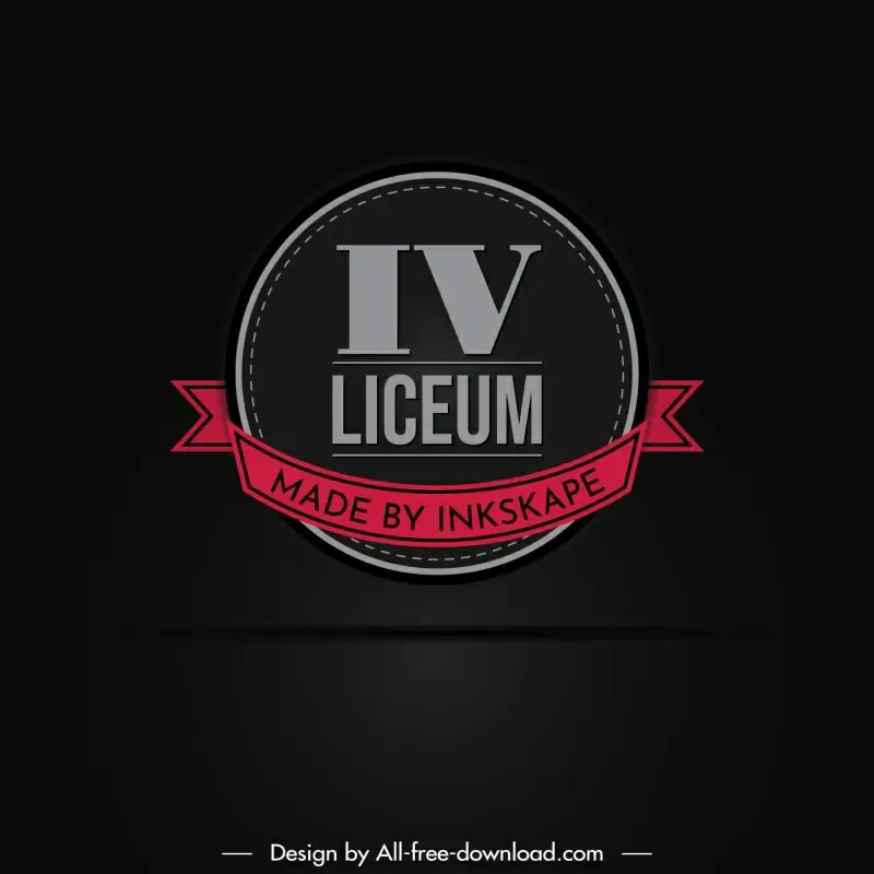 iv liceum logo template dark circle ribbon symmetry 