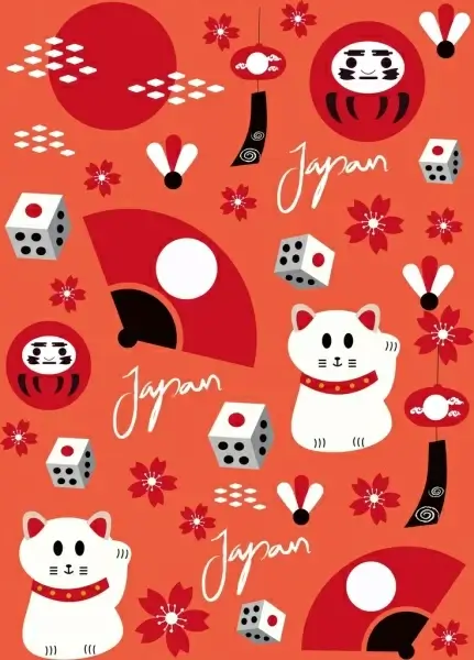 japan background repeating traditional symbols decor