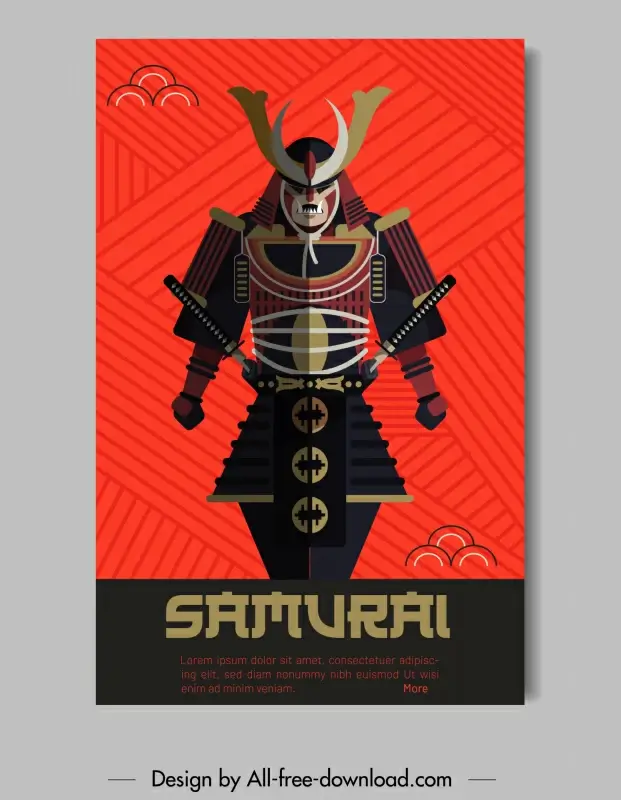 japan banner template flat symmetric samurai sketch retro geometric design 