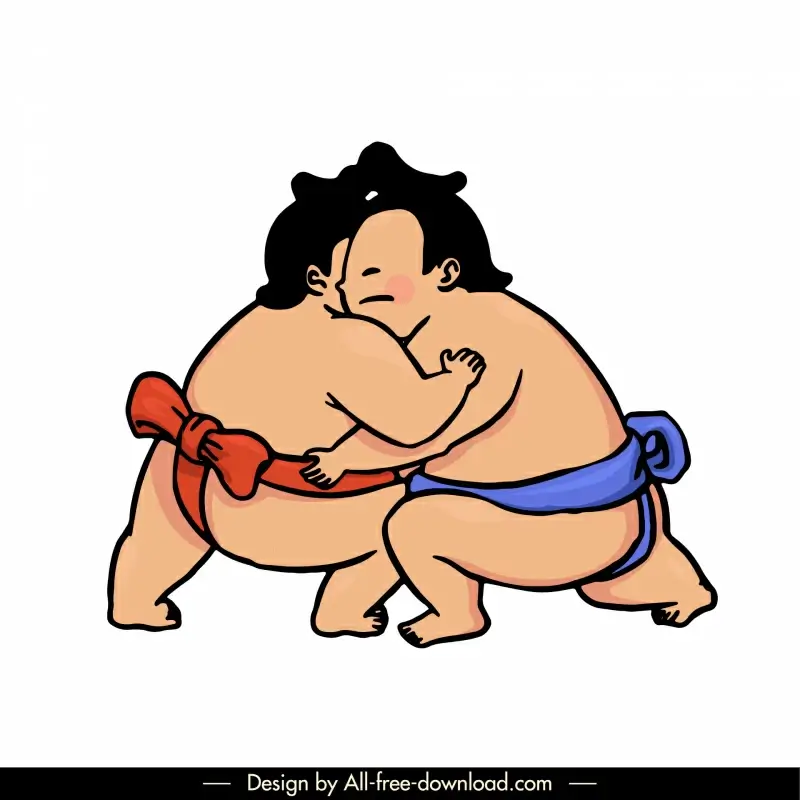  japan design elements fighting sumo characters sketch
