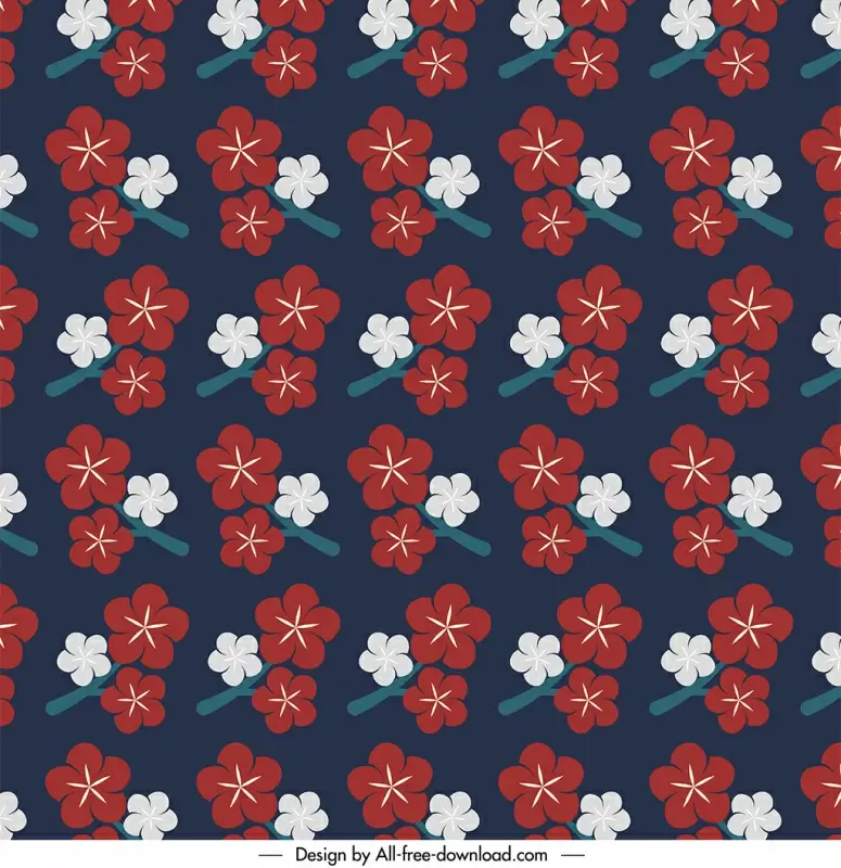 japanese style flowers pattern template repeating petals flat classic design 