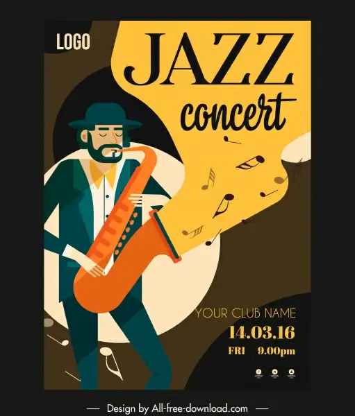 jazz concert poster trumpet performer sketch colorful classic