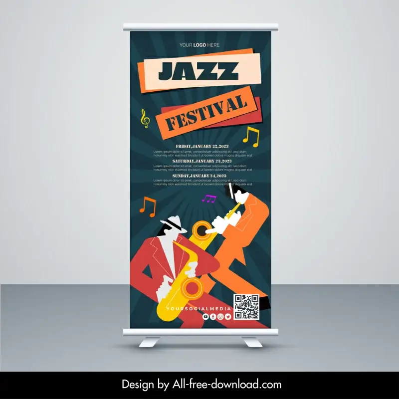 jazz music concert banner template dynamic roll up design