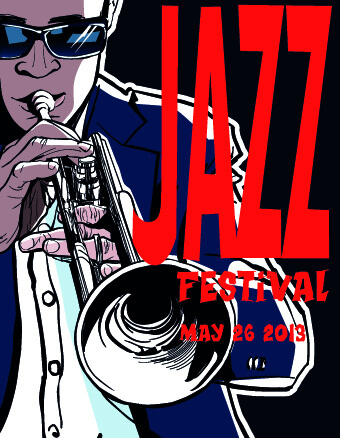 jazz poster publicize template vector