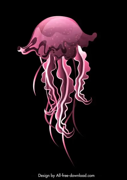 jellyfish icon shining violet design