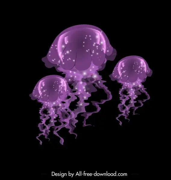 jellyfish painting contrast shining violet decor