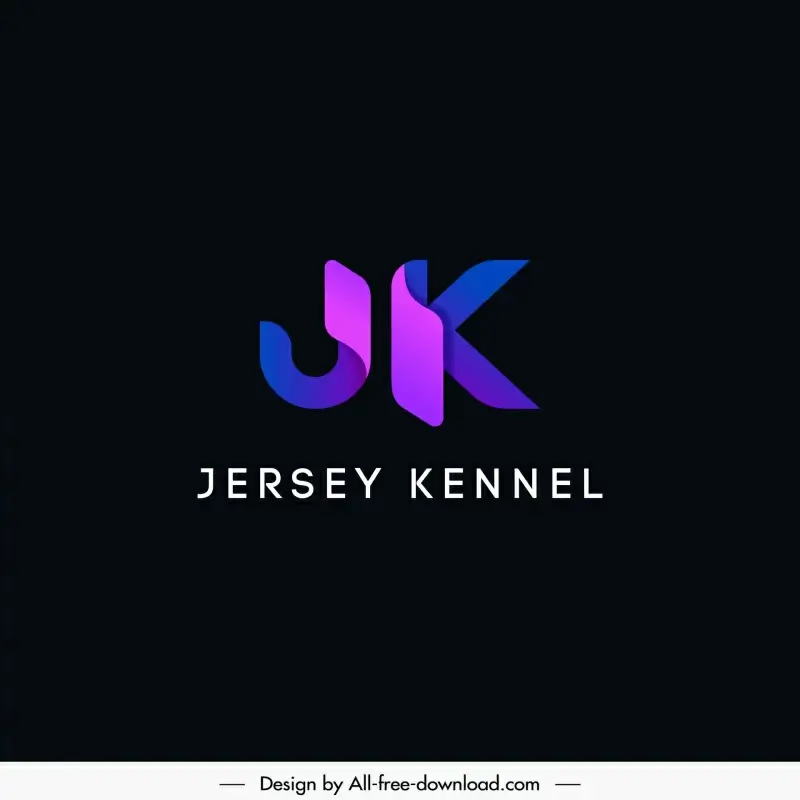 jersey kennel logo template dark 3d texts sketch 