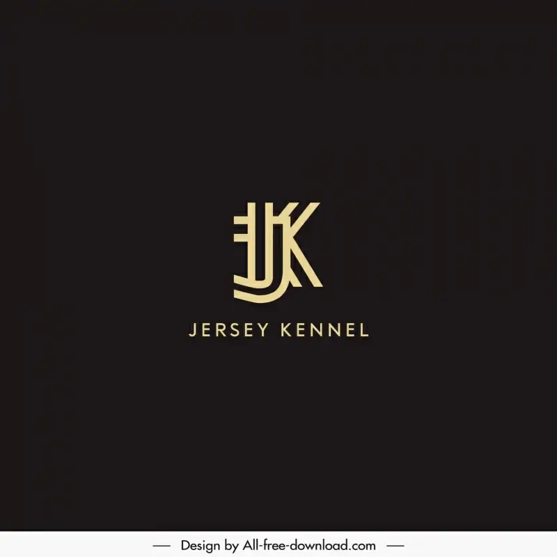 jersey kennel logo template modern stylized lines texts design