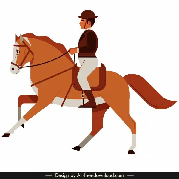 jockey icon man riding horse sketch cartoon design