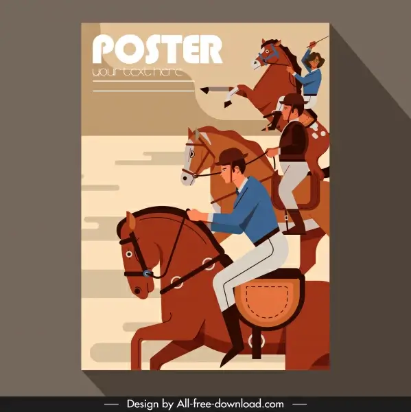 jockey sport poster racing sketch colored classic design