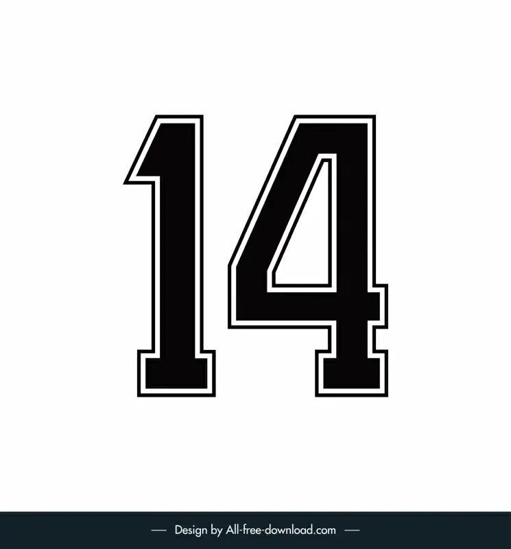 johan cruyff number 14 template flat black white sketch
