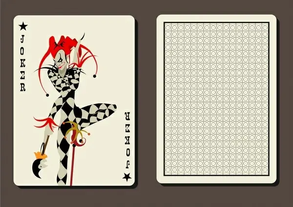 joker playing card vector illustration with two sides