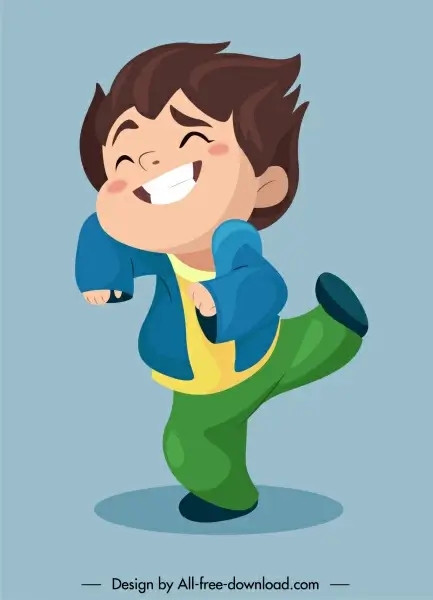 joyful boy icon funny cartoon character sketch