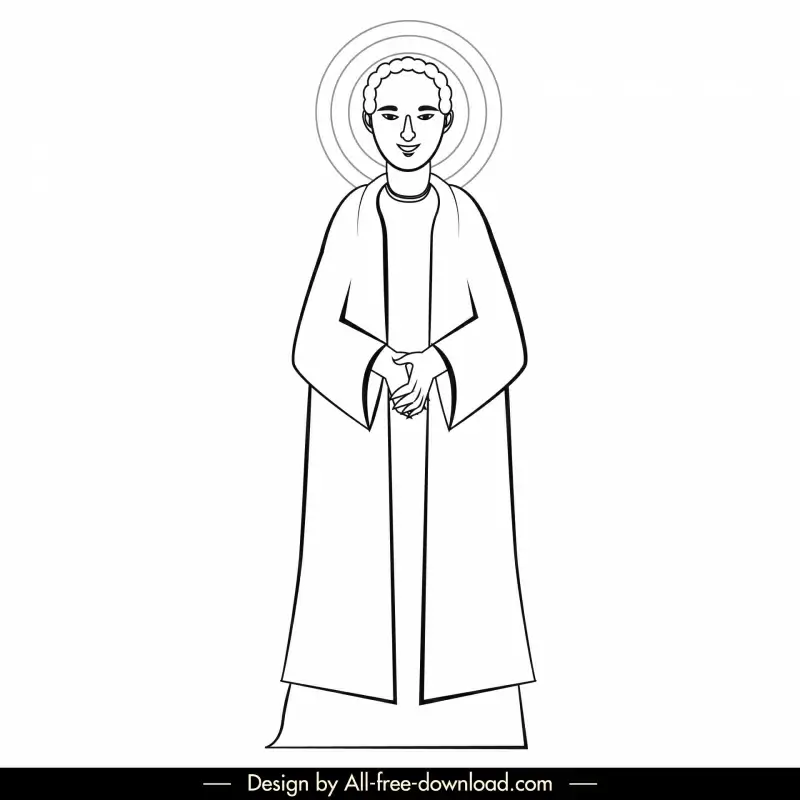 judas christian apostle icon black white cartoon character outline