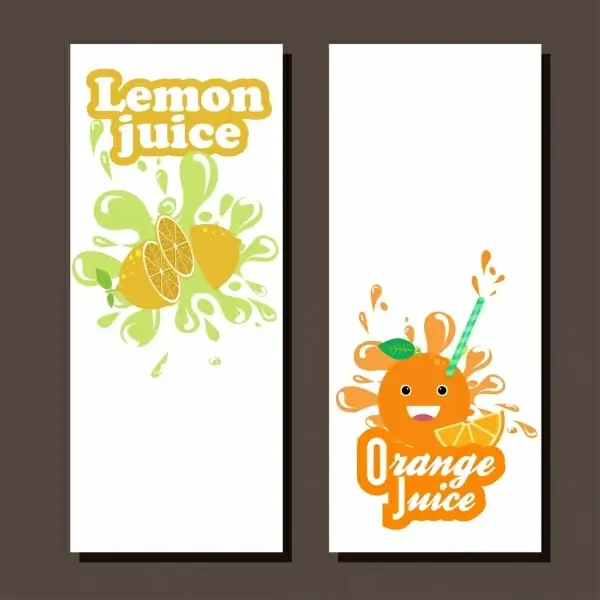 juice leaflet sets colorful design orange lemon decoration