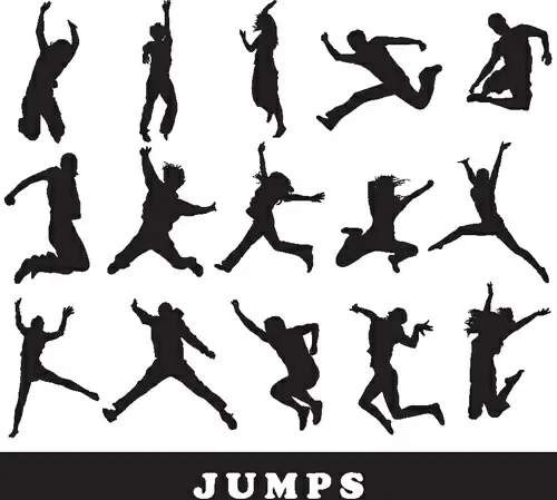 jumping people silhouettes vector