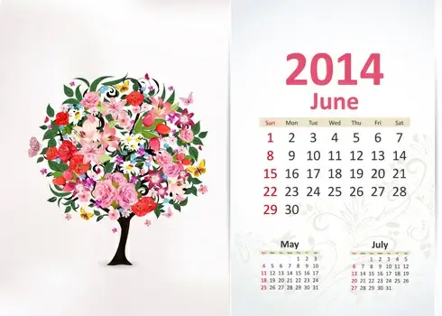 june14 calendar vector