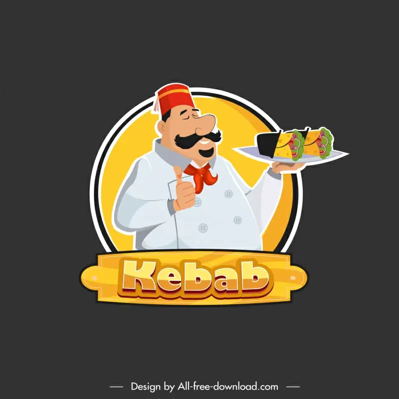 kabab chef logo funny cartoon character