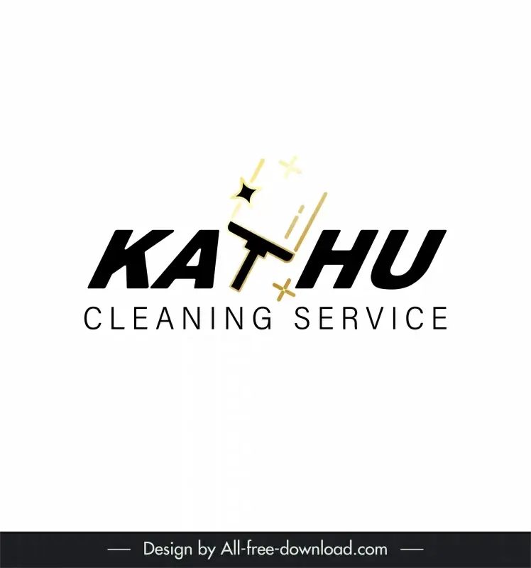 kathu cleaning service logotype flat stylized texts tool outline 