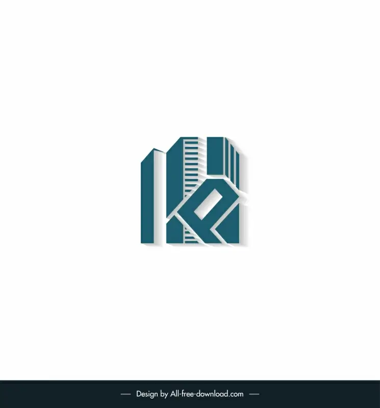 kb real estate logo template 3d stylized text building outline 
