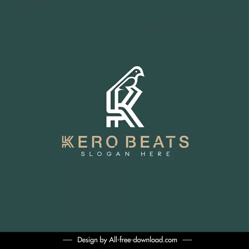 kero beats logotype flat classic stylized text bird outline