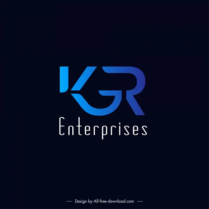 kgr enterprises logo template elegant flat dark stylized texts sketch