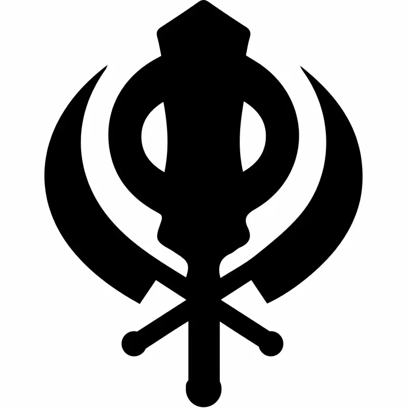 khanda sign icon flat silhouette symmetric weapon sketch