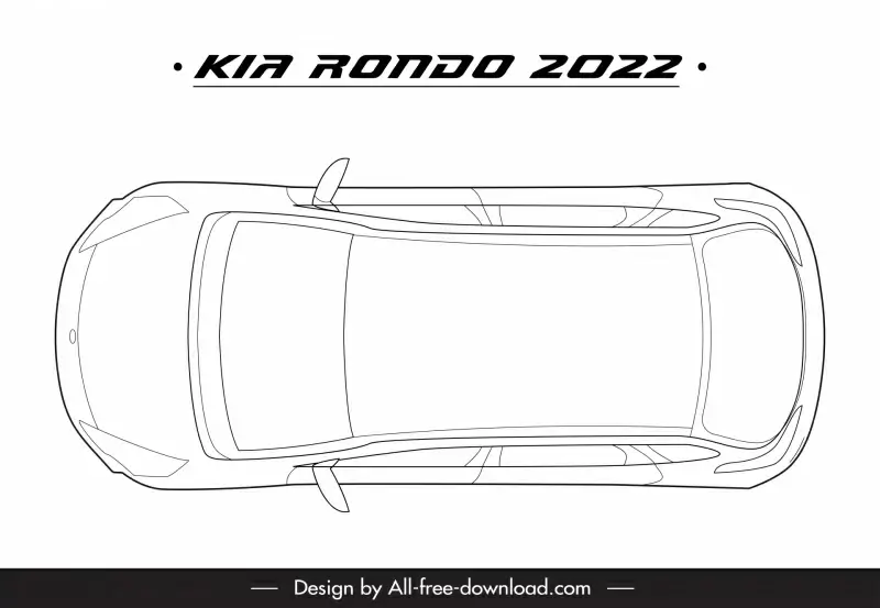 kia rondo 2022 car model icon flat handdrawn symmetric top view sketch