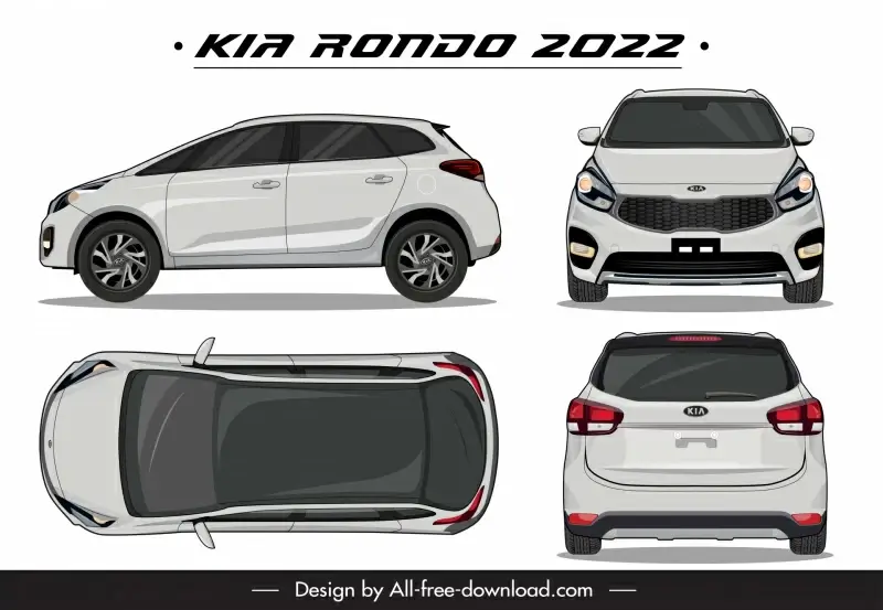 kia rondo 2022 car models advertising template modern different views outline 