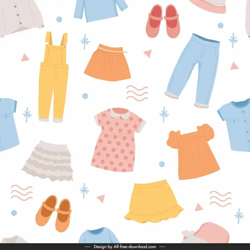 kids clothing pattern elegant flat bright 