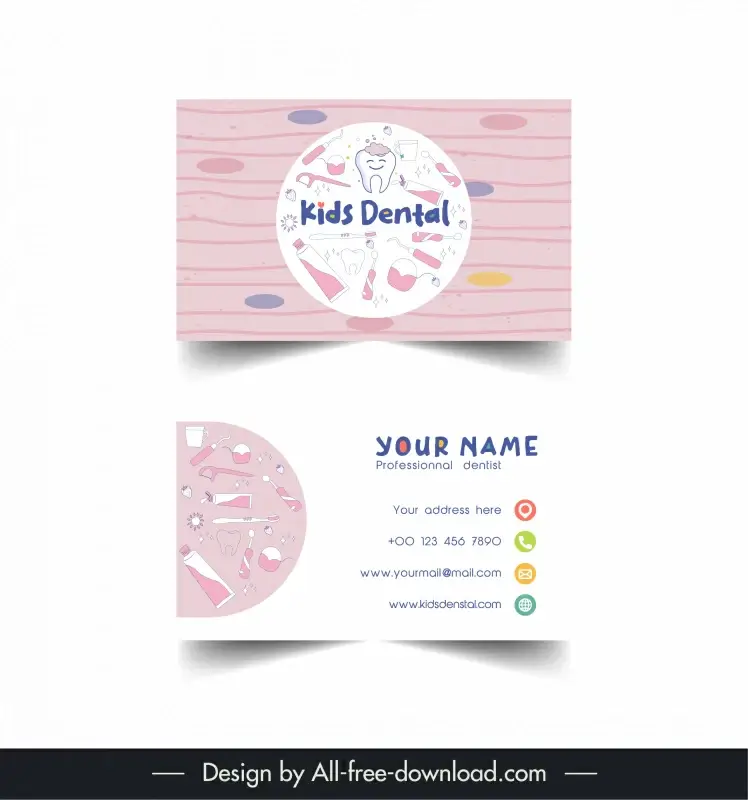 kids dental business card template dental elements decor