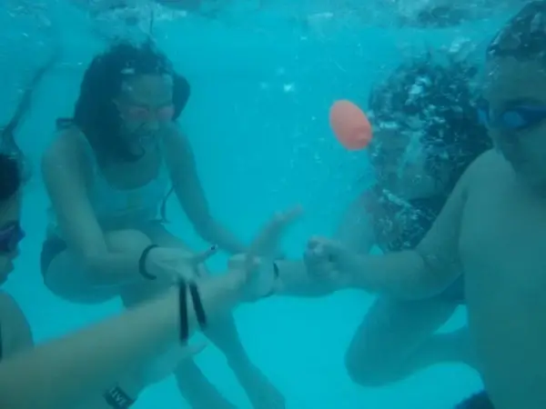 kids having fun under water