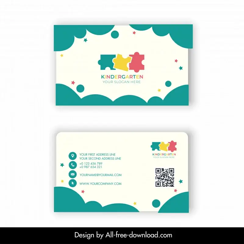 kindergarten business card template elegant puzzles decor