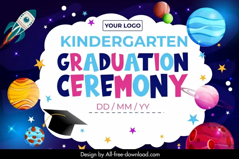 kindergarten graduation backdrop template elegant universe elements 