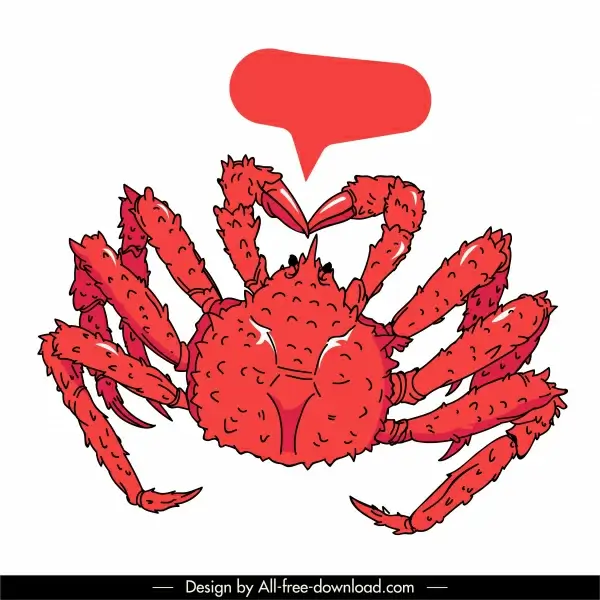 king crab icon red decor classical handdrawn