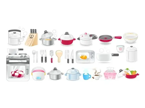 kitchen utensil icons vector illustration