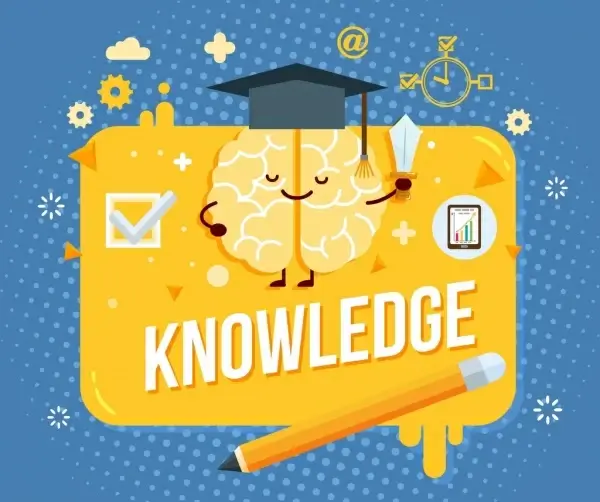 knowledge background stylized brain pencil educational elements decor