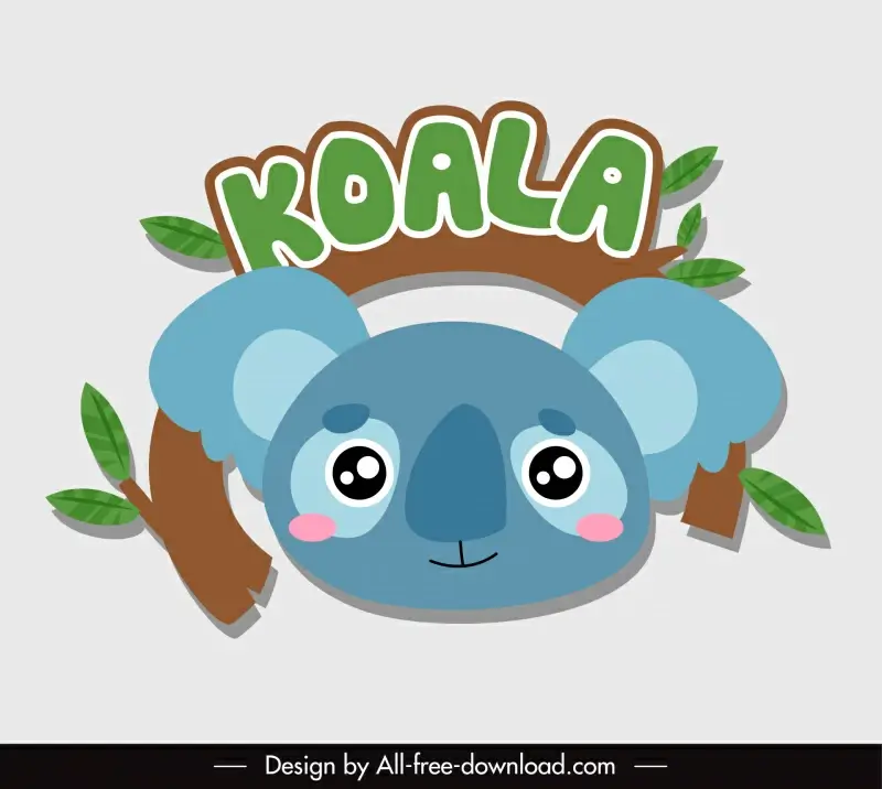 koala animal sticker template cute flat cartoon design