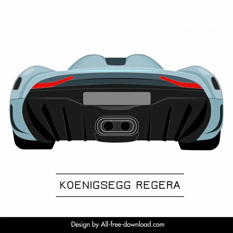 koenigsegg regera car model advertising template modern symmetric flat rear view design
