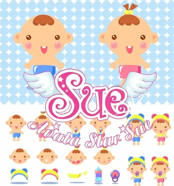 baby store advertisement cute cartoon icons