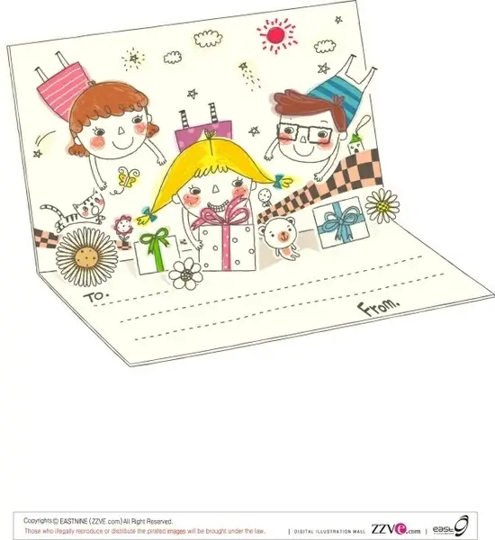 korea cute line drawing vector 1 family