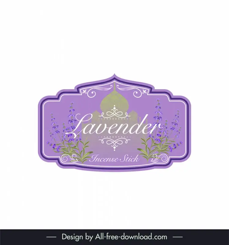 label incense sticker template elegant classic lavender flower indian architecture decor symmetric design