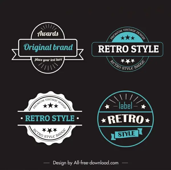 label templates retro design flat shapes